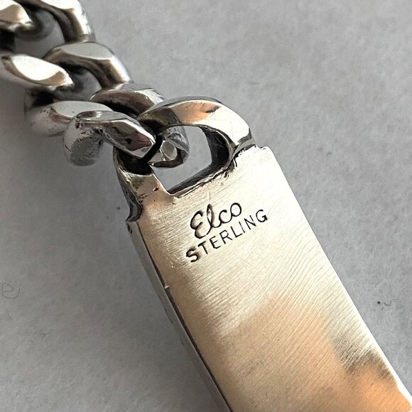 VTG Elco Solid Sterling Silver 925 Chunky Unisex ID Curb Chain Bracelet 7.75" - Picture 9 of 16